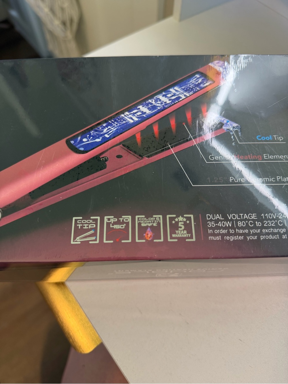 Rose Gold Royale Genius Heating Element 1.25” Hair Straightener Flat Iron - Picture 7 of 9